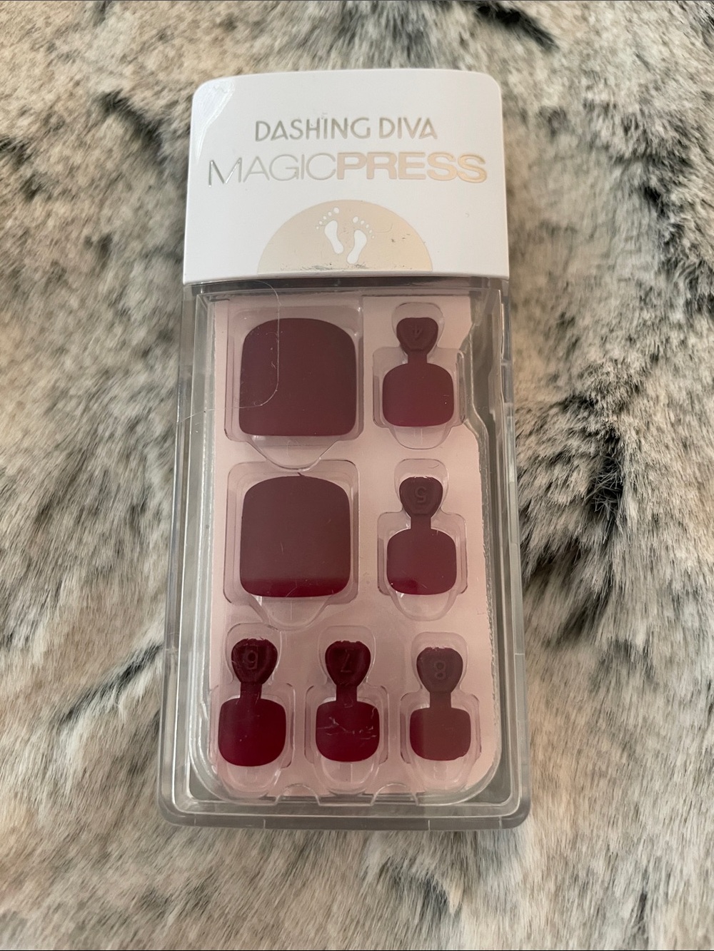Dashing Diva MagicPress Press-On Pedicure Nails — Deep Burgundy